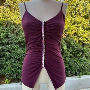 Meghan Noland Los Angeles Sequin Embellished Y2K Purple Cami Tank Top